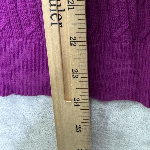 Talbots Sweater Womens Medium Purple Cable Knit V Neck 100% Pima Cotton Pullover - Picture 9 of 9